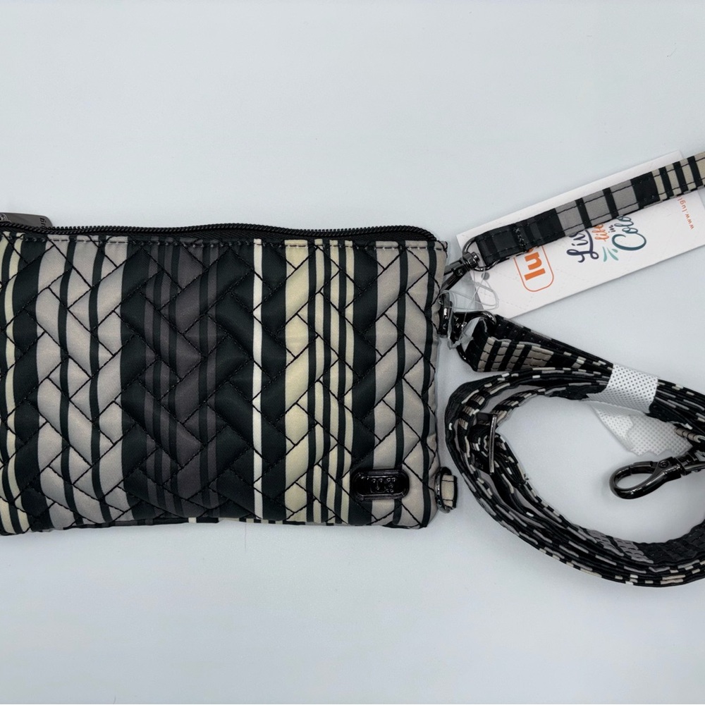 Lug peekaboo phone crossbody love stripe black